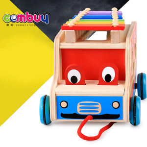 खींच खींचें बस 18 M + बच्चे दस्तक पियानो मवेशी संगीत लकड़ी सिलाफ़न खिलौना - Product Image 4