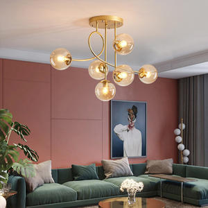 Lampu gantung bola kaca Nordik, Persediaan perlengkapan pencahayaan gaya Nordik harga rendah 6 kepala kreatif untuk ruang tamu ruang makan - Product Image 4