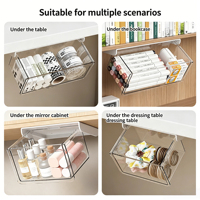 Organisateur de tiroir coulissant sous le bureau pour armoire à miroir, boîte de rangement transparente pour salle de bain pour outils cosmétiques comme les cotons-tiges