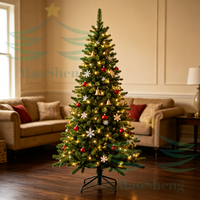 Arbre de Noël pré-éclairé sur mesure OEM en gros, 7 pieds, lumières LED, pour extérieur et intérieur, fournisseur