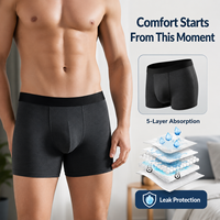 Sous-vêtements d'incontinence 300 ml à séchage rapide, protection avant et arrière, 5 couches anti-fuites, boxers d'incontinence, vente directe usine