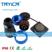 Connecteurs mâle/femelle étanche IP68 SD28 carré, 6 broches, 25a, pour câble d'éclairage extérieur Led, connecteur avec fil électrique