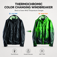 Manteau long à capuche réactif à la température, noir à vert, imperméable, pour homme