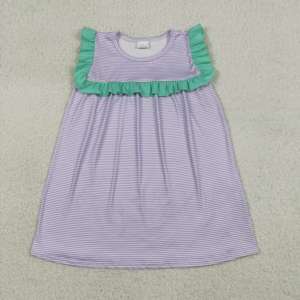 Vestido Infantil de Verano con Estampado de Rayas, Estilo Boutique, con Volantes, Corte en A, para Niñas Pequeñas, Venta al Por Mayor, Ropa Casual para Hermanas - Product Image 2