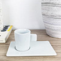 Ensemble de tasses et sous-tasses en porcelaine blanche, vendu avec assiette à biscuit, en céramique, vente en gros,