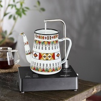 Bouilloire à café en métal émaillé de couleur unie de haute qualité, avec poignée, pour usage transfrontalier, excellente durabilité