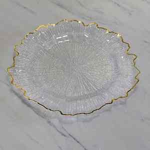 Assiette de présentation en plastique PS transparente imitation rotin, 13 pouces, or rose, pour mariage et fête, réutilisable, économique et élégante, vente en gros - Product Image 2
