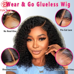 Cabello Humano 100% Virgen, Peluca con Frente de Encaje 4x4, Cabello Corto y Rizado con Raya al Medio en Negro para Mujeres - Product Image 3