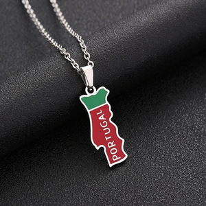 Collares con Forma <span class=keywords><strong>de</strong></span> Mapa <span class=keywords><strong>de</strong></span> <span class=keywords><strong>Portugal</strong></span>, <span class=keywords><strong>de</strong></span> Moda y Gran Venta, con Colgante <span class=keywords><strong>de</strong></span> la Bandera Portuguesa en Acero Inoxidable con Acabado Colorido, para Parejas - Product Image 4
