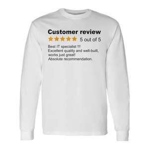 Camiseta de Manga Larga para Especialistas en TI, con 5 Estrellas de Valoración por Parte de los Clientes, Ropa de Trabajo - Product Image 1