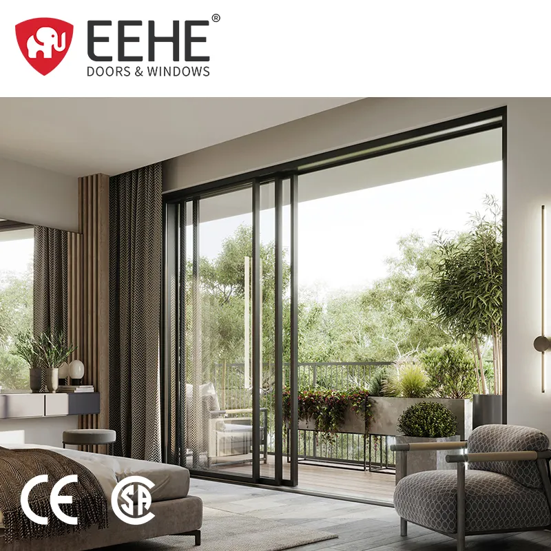 EEHE Weatherproof and Insulated Aluminum Glass Sliding Door Triple Track Screen Sliding Door