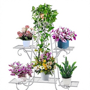 Support à fleurs moderne en métal avec 5 niveaux de rayonnages en fil métallique pour plantes et fleurs d'intérieur, finition thermolaquée, décoration intérieure - Product Image 1