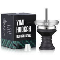 Yimi Hookah : Bol en céramique, support à charbon, joint en silicone, filtre à saveur pour chicha, finition laquée en caoutchouc, type droit