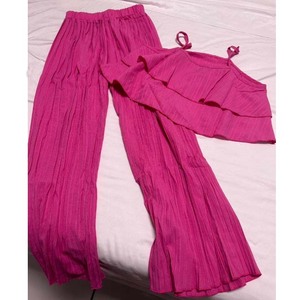 Trending Products New Arrivals Multi-Layer Cami <b>Top</b> and Pleated Wide Leg Pants Set Solid Color Girls Outfits Summer - Product Image 3