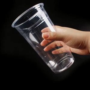 Vasos Desechables de Plástico Transparente PET de 107 mm de Calibre con Tapas, 32 oz, Estilo de Pared Simple, Ecológicos para Té y Bebidas Frías - Product Image 1