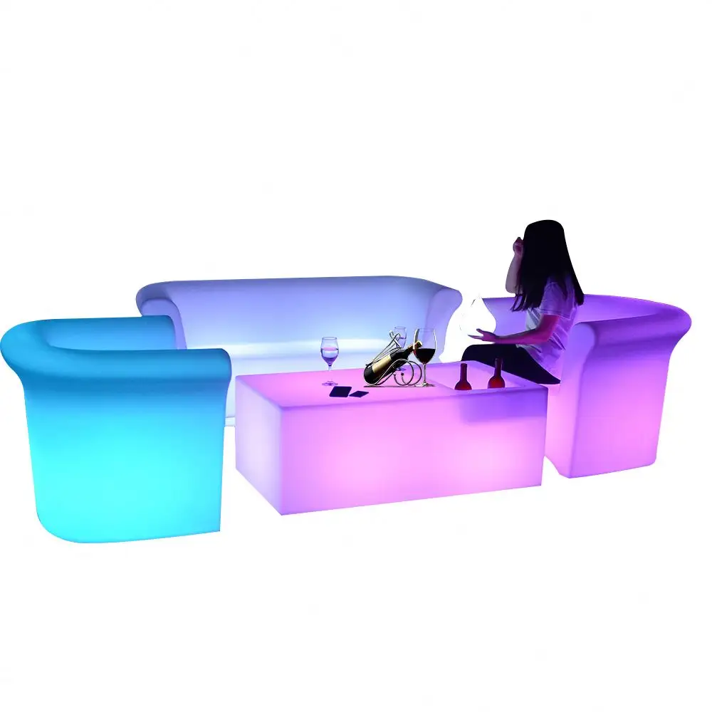 Toptan PE led mobilya 16 renk değişen ışık çin mobilya kanepe bahçe mobilyaları