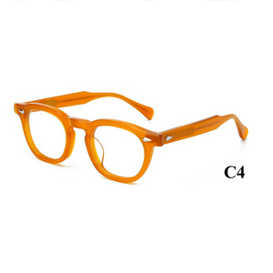 High Quality Retro Round Optical <strong>Spectacle</strong> <strong>Frames</strong> New Fashion Acetate Eyeglasses Custom Pattern for Men Women OEM/ODM Low MOQ - Product Image 3