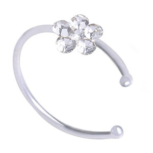 Anneau de nez factice en forme de fleur de prunier, en cuivre plaqué argent, clip de nez en C, accessoire de piercing corporel indien et thaïlandais, clou de nez <span class=keywords><strong>pour</strong></span> femme - Product Image 4