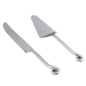 ชุดที่ตัดเค้กและเสิร์ฟเค้กด้ามบิดชุบเงินทำจากสแตนเลสชุดที่เสิร์ฟเค้กและมีดตอก - Product Image 1