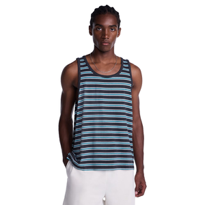 Summer Friendly Men's Striped Knitted <b>Tank</b> <b>Top</b> O-Neck Casual Sleeveless <b>Top</b> <b>Black</b> Teal White Stripes <b>Tank</b> <b>Top</b> For Men - Product Image 2