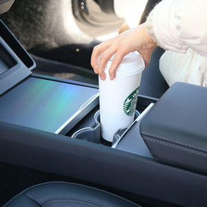 Embellecedor Interior de coche multifunción negro gris <span class=keywords><strong>2021</strong></span> + Tesla Modelo 3 modelo Y taza botella bebida consola soporte Interior Kits - Product Image 4