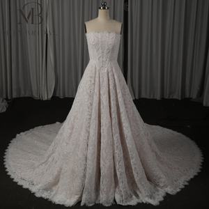 Mily nupcial MHL681 A-Line Zipper Voltar mangas Pérolas Lace Vestidos De Casamento com Espartilho - Product Image 1