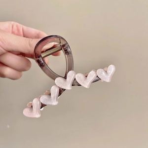 Elegant Heart-shaped Crystal Hair <b>Clip</b> for Women High-end Shark Design Handmade Versatile Hairpin Headpiece Back-of-head <b>Clip</b> - Product Image 3