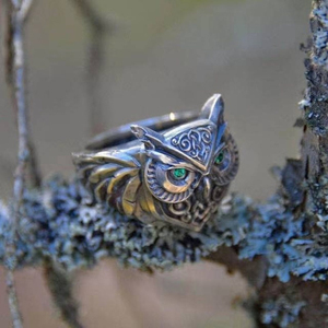 Antique Silver Plated <strong>Owl</strong> Ring Customizable Unisex Punk Style Hot Sale Vintage Finger <strong>Jewelry</strong> Made of Alloy - Product Image 5