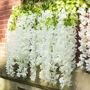 Livraison Rapide Guirlande Artificielle Multicolore en Soie, Vignes de Glycine Blanches Artificielles Suspendues pour Décoration Murale Mariage et Maison - Product Image 2