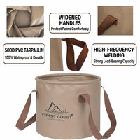 Seau à eau pliable personnalisé avec logo, 10L, en PVC, maille imperméable, soudé, avec large poignée, pour le camping, la randonnée, la pêche, les voyages en plein air