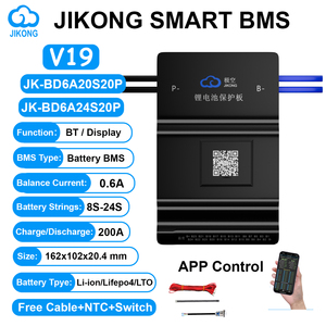 JK BMS BD6A20S20P V19 Smart BMS 8S-20S BT RS485 CAN HEAT 0.6A 200A Equilibrador Activo para Baterías de Li-ion/LiFePo4/LTO con Pantalla BMS - Product Image 1