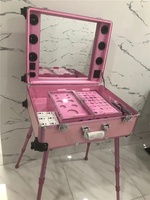 Valise à roulettes pour maquilleur WETRUST 24 pouces, professionnelle, avec éclairage LED rotatif, pour studio de maquillage