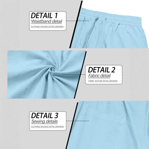 Pantaloni in <span class=keywords><strong>lino</strong></span> tinta unita con coulisse, vestibilità ampia, gamba dritta, casual, <span class=keywords><strong>da</strong></span> <span class=keywords><strong>uomo</strong></span>, taglie forti, all'ingrosso - Product Image 6
