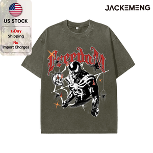 Oversized Washed Retro <strong>Superhero</strong> Dark Streetwear Print <strong>Tshirt</strong> USA Stock Wholesale Y2K Casual Tee - Product Image 6