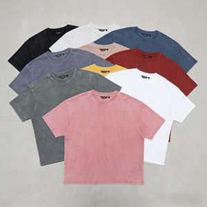 เสื้อยืดโอเวอร์ไซส์ทรงหลวมสไตล์วินเทจฟอกสีแบบแอซิดสำหรับผู้ชาย ผ้าฝ้าย 100% คอเสื้อฟอกสี ไหล่ตก ทรงใหญ่ หนักแน่น สตรีทแวร์ - Product Image 3