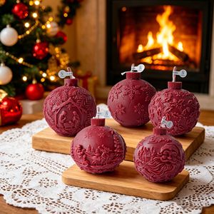 Embossed <b>Christmas</b> Ball Scented Candle Santa Snowflake Handmade Soy Candle Xmas Gift Decor - Product Image 3