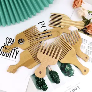 Natural Bamboo Eco-friendly Wide Tooth Afro Hair Pick Comb