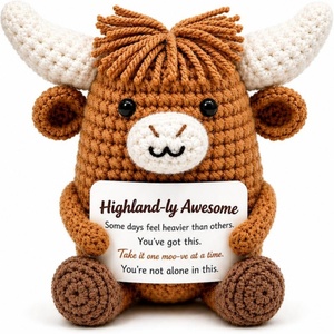 Regalos de Ganchillo de Vaca de las Tierras Altas, Regalo de Cumpleaños o Graduación para Ella y Él, Alivio del Estrés, Apoyo Emocional, Decoración de Escritorio - Product Image 1