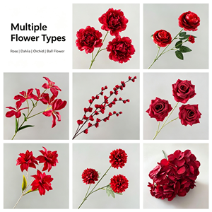 Al por mayor: Hilera de flores artificiales de la serie roja <span class=keywords><strong>para</strong></span> decoración de escenarios de bodas chinas, banquetes y fiestas, con diseño floral simulado <span class=keywords><strong>para</strong></span> el suelo. - Product Image 2