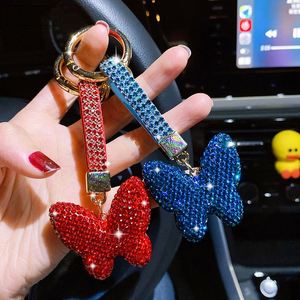 Fashion Full Rhinestone Leather Butterfly Keychain <b>Car</b> Keychain Crystal Butterfly Shape Bag Pendants Keyrings - Product Image 3
