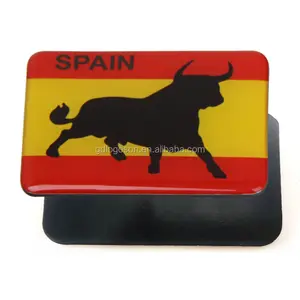 Op Maat Gemaakte Spanje Barcelona Ox Koelkastmagneet Met Gouden Beplating Op Maat Gemaakte Epoxy Koelkastmagneten Souvenirmaker