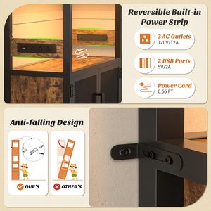 Mueble Bar Industrial Alto Directo de Fábrica con Luces LED y Enchufe, Estante Metálico para Vinos, Mueble Independiente para Almacenamiento de Licores - Product Image 6
