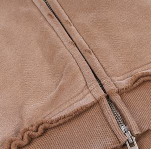 Personalizado de alta calidad Streetwear Zip up Sudadera con capucha Vintage de doble capa de lavado ácido Sun Faded desgastado Sudaderas con capucha para hombre - Product Image 5