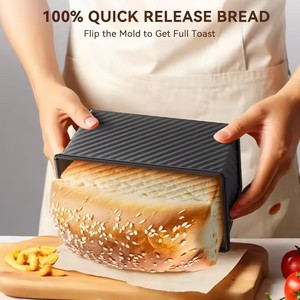 Pullman toaf Pan con coperchio Non-Stick Bakeware <span class=keywords><strong>oro</strong></span> corrugato in acciaio al carbonio pane Toast Box stampo con coperchio per la cottura del pane - Product Image 4
