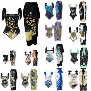 Traje de Baño de Dos Piezas con Diseño Personalizado Retro, Estampado Floral de Encaje, Falda de Playa de Cintura Alta, Sexy, para Mujer - Product Image 2