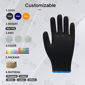 Precio de fábrica Guantes de punto de hilo de algodón negro Construcción Mano Engrosamiento Guante de trabajo de seguridad de protección - Product Image 3