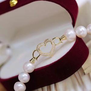 Boucle de perle en argent pur S925, accessoire de bricolage, faite à la main, pour collier chaîne de pull à simple boutonnage en forme de cœur, bijoux plaqués MM - Product Image 2