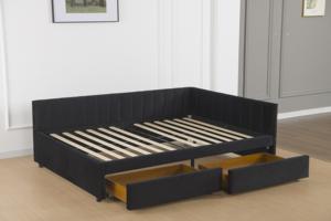 Welvet מודרני קטיפה מרופדים בצורת 1 מגירות מיטה פינתית חכמה ספה מיטה לחדר עיסוי חדר שינה - Product Image 6