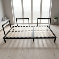 Schnell Montierbarer Minimalistischer L-förmiger Stahl-Holz-Sofarahmen Robuster Wirtschaftlicher Bettrahmen für Apartment, Schlafzimmer, Wohnzimmer und Hotelgebrauch