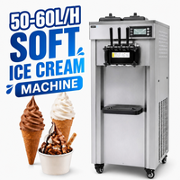 CY-8668 Nieuwe Hoge Capaciteit 50-60L/H Soft Serve IJsmachine 3500W Stabiele Koeling 3 Smaken Commerciële RVS